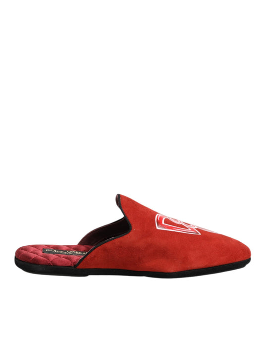 Dolce & Gabbana Rote Wildleder DG King Herren Hausschuhe Schuhe