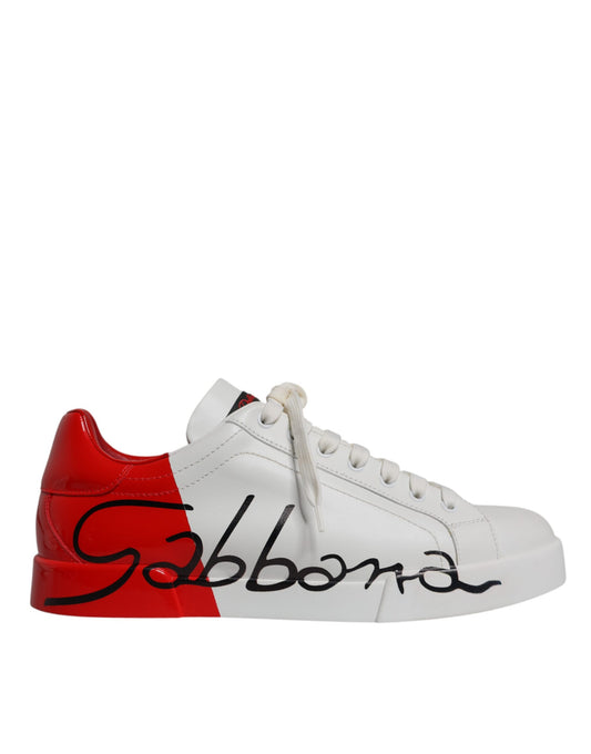 Dolce & Gabbana Weiß Rot Portofino Low Top Herren Sneakers Schuhe