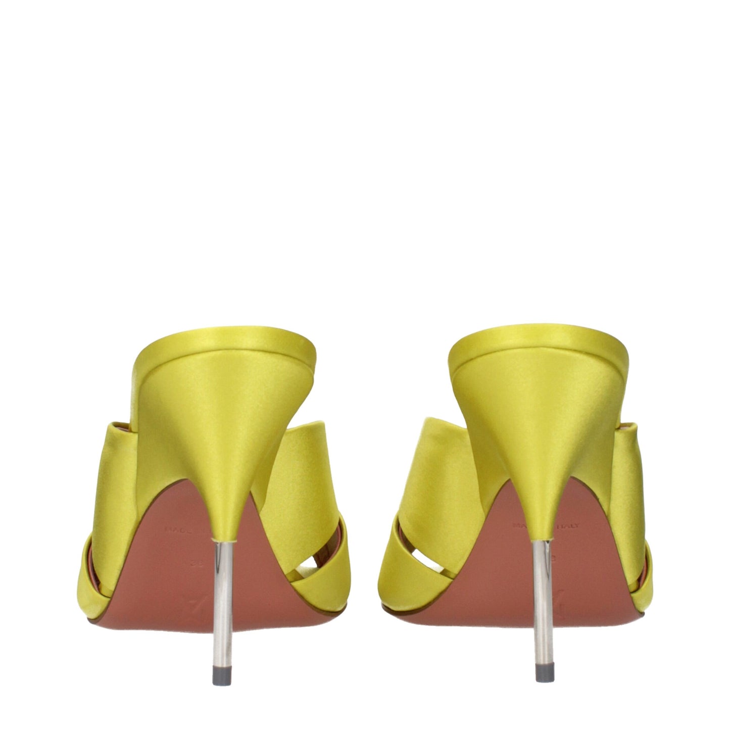 Amina Muaddi Green Satin Stiletto Heel Sandals