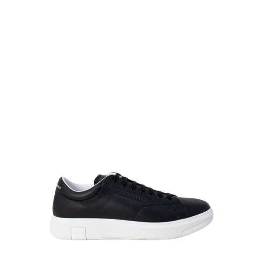 Armani Exchange Schwarze Leder-Sneaker mit niedrigem Schaft