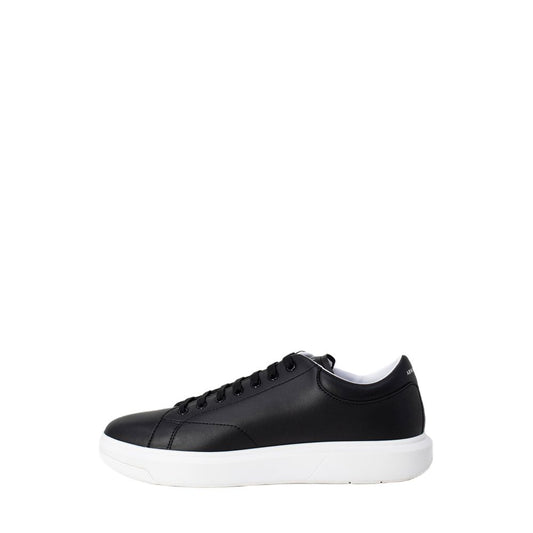 Armani Exchange Schwarze Leder-Sneaker mit niedrigem Schaft