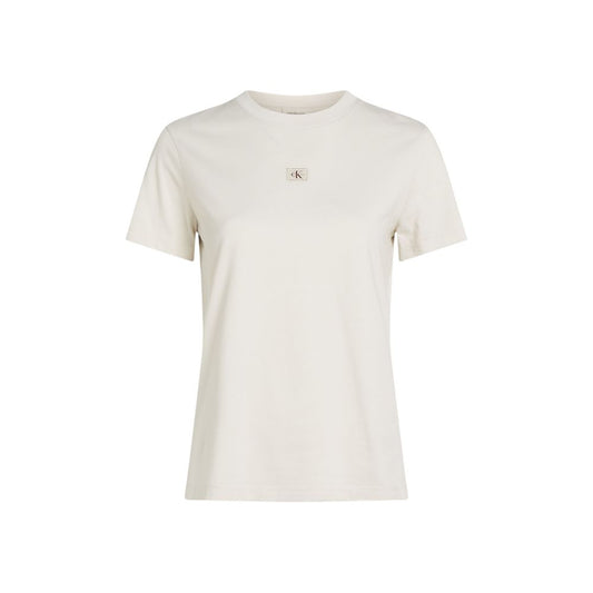 Calvin Klein Jeans – Beiges T-Shirt aus recycelter Baumwolle