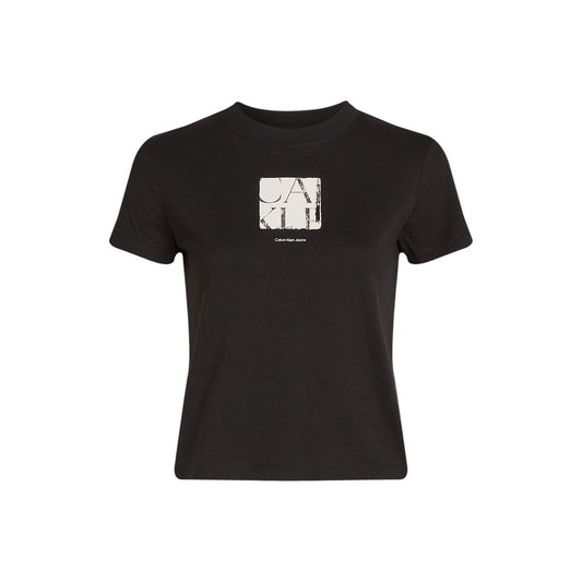 Calvin Klein Jeans – Schwarzes T-Shirt aus recycelter Baumwolle