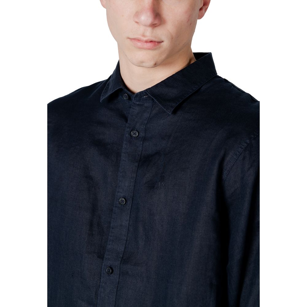 Armani Exchange – Blaues Leinenhemd