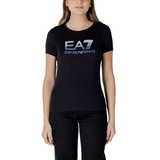 EA7 Emporio Armani Schwarzes Baumwoll-T-Shirt