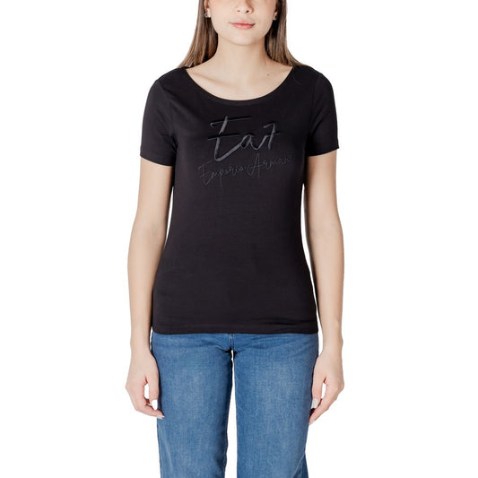 EA7 Emporio Armani Schwarzes Baumwoll-T-Shirt