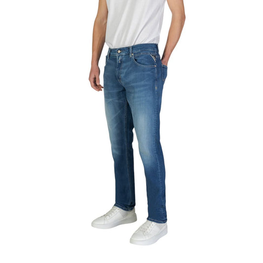 Replay Blue Cotton Slim Fit Jeans