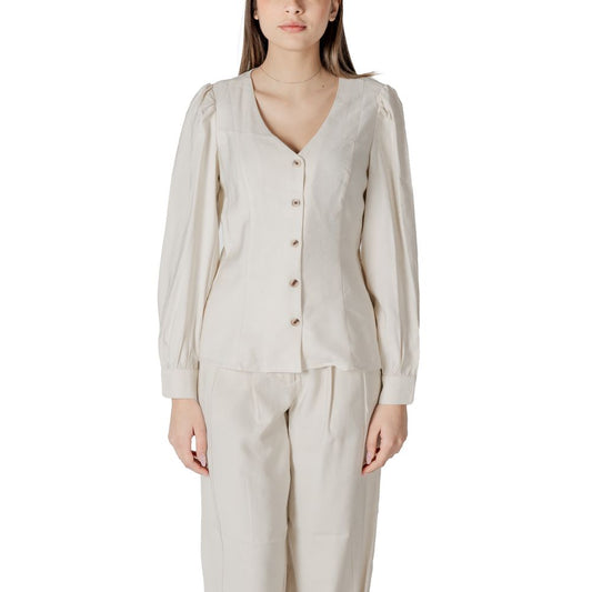 Vila Clothes – Cremefarbenes Viskose-Top