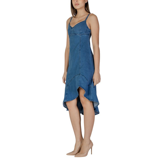 Desigual Blaues Baumwoll-Maxikleid