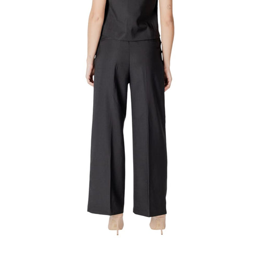 ICHI Black Polyester Casual Pants