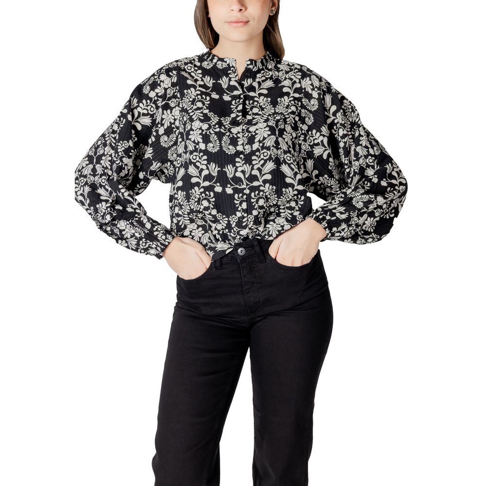 ICHI Black Viscose Blouse