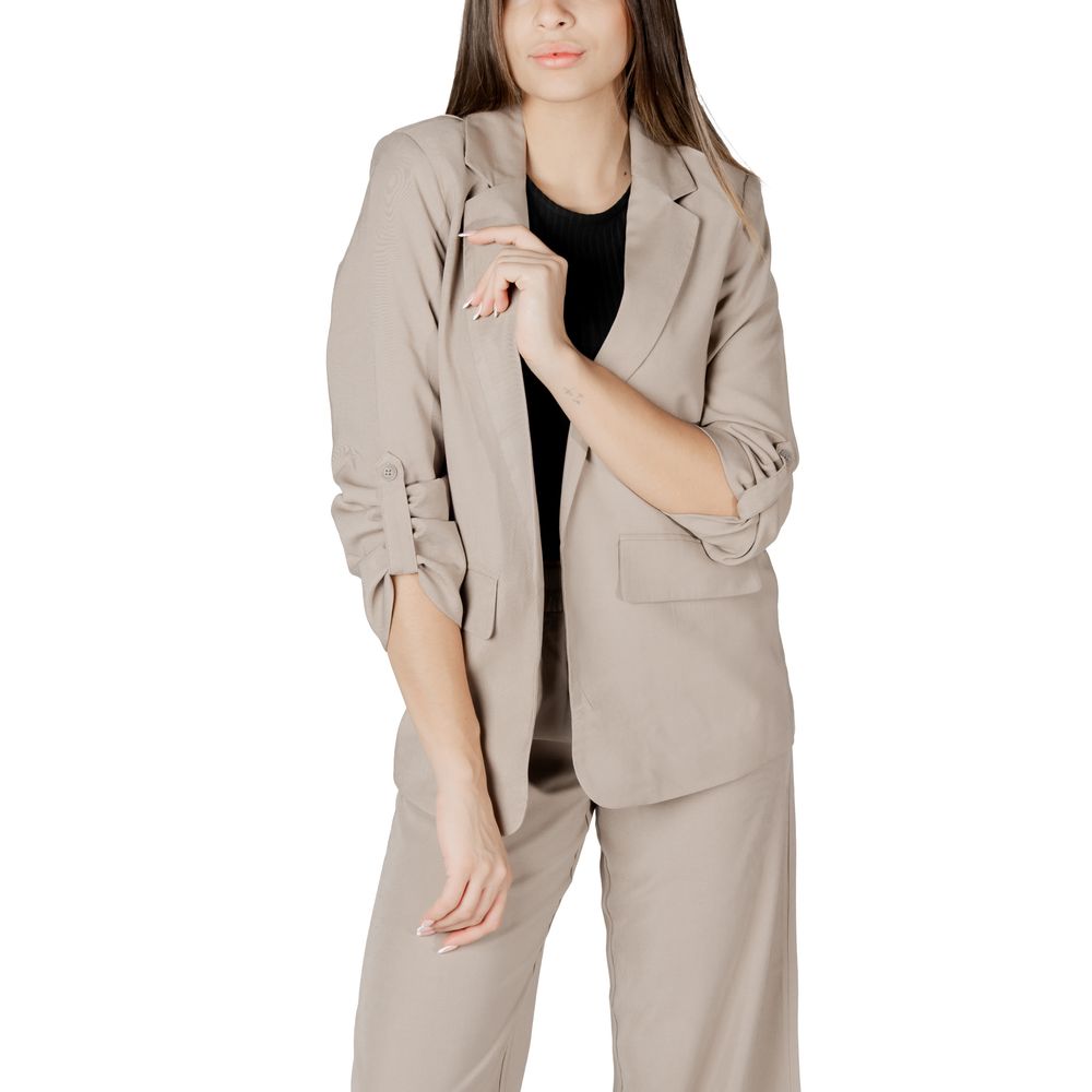 Only – Beigefarbener Viskose-Blazer