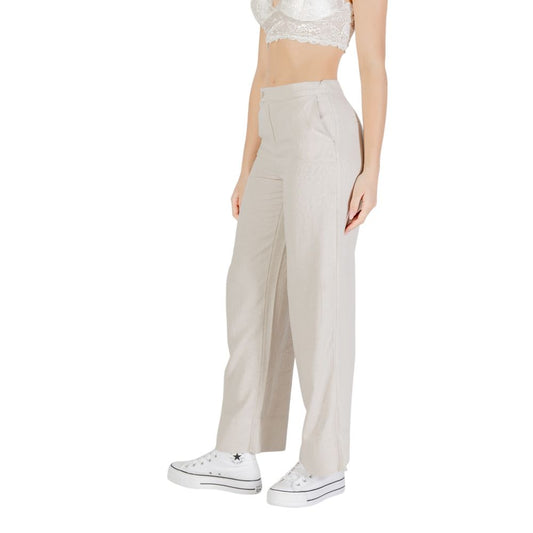 Only Beige Viscose Casual Pants