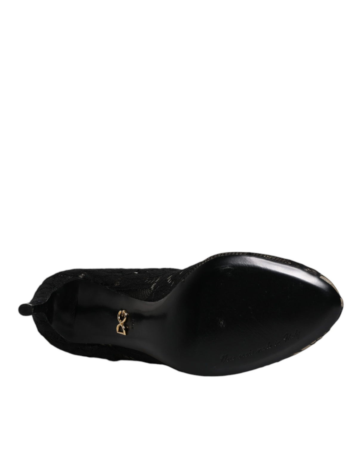 Dolce & Gabbana – Schwarze, wadenhohe Stiefel mit Stretch-Absatz aus Spitze