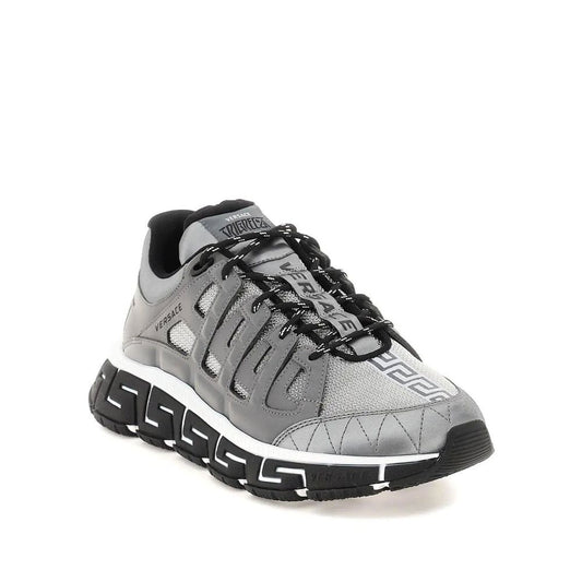 Versace Silver Fabric Athletic Sneakers