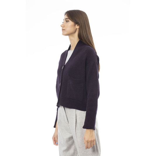 Alpha Studio Lila Merinowolle Damen Strickjacke