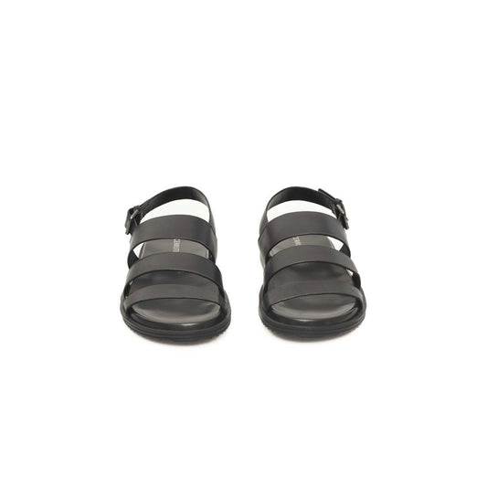 Cerruti 1881 Black Leather Men Sandal