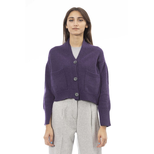 Alpha Studio Lila Merinowolle Damen Strickjacke