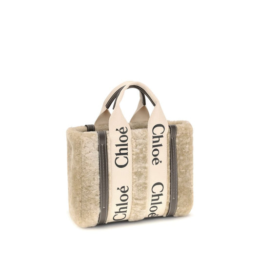 Chloé Kleine Woody Shearling-Tragetasche