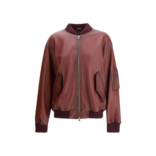 Valstar Bomberjacke aus bordeauxfarbenem Lammnappa
