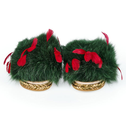 Mr&Mrs Italy Damensandale aus grünem Lammleder