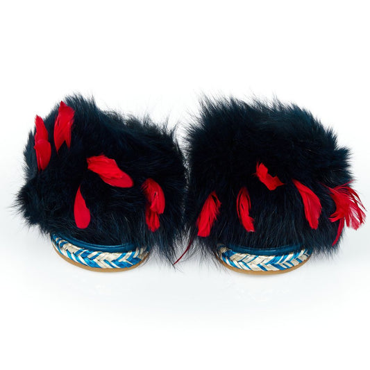 Mr&Mrs Italy Damensandale aus blauem Lammleder