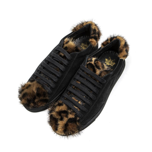 Mr&Mrs Italy Damen-Sneaker aus schwarzem Leder