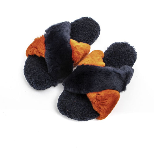 Mr&Mrs Italy Damen Sandale aus blauem Kaninchenfell