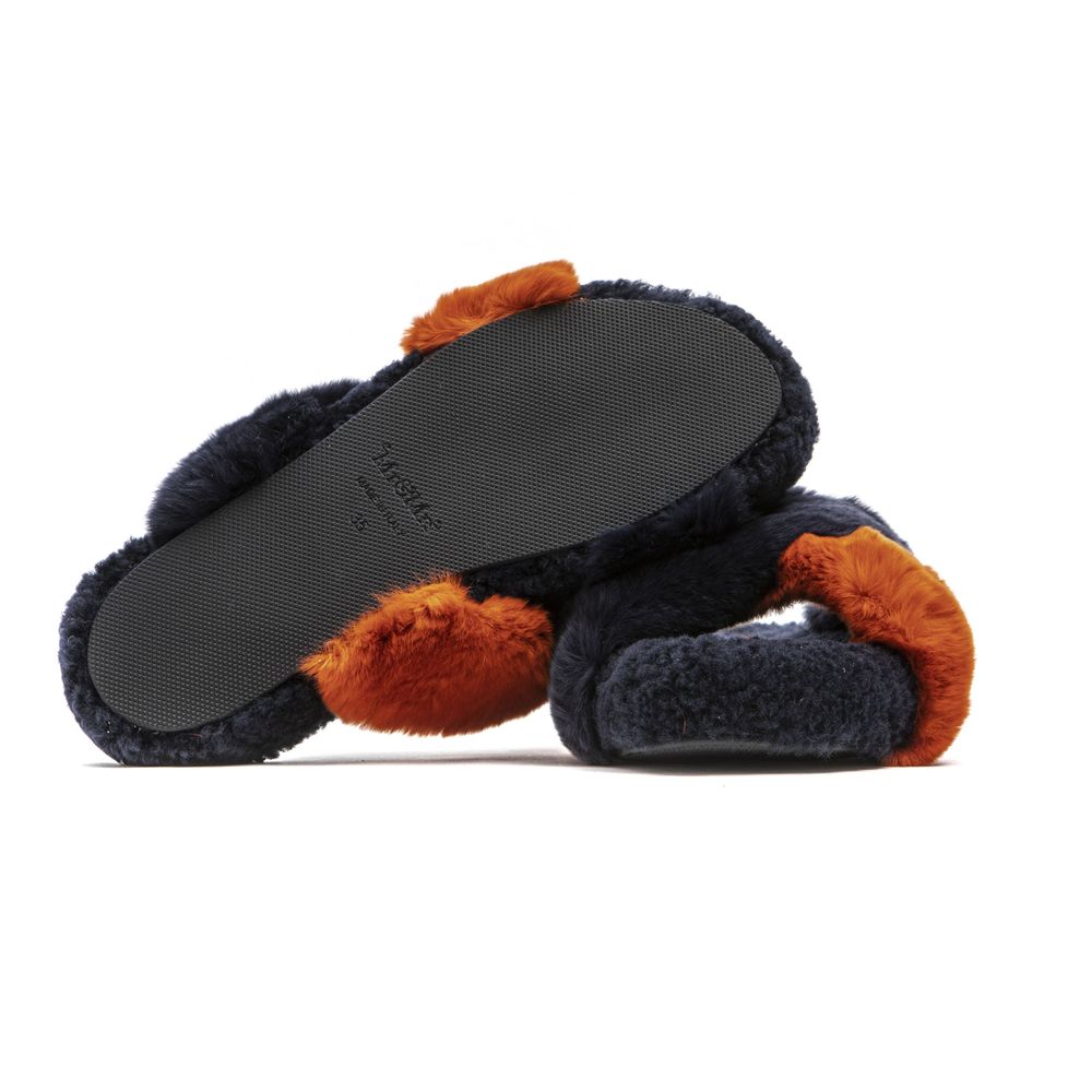 Mr&Mrs Italy Damen Sandale aus blauem Kaninchenfell