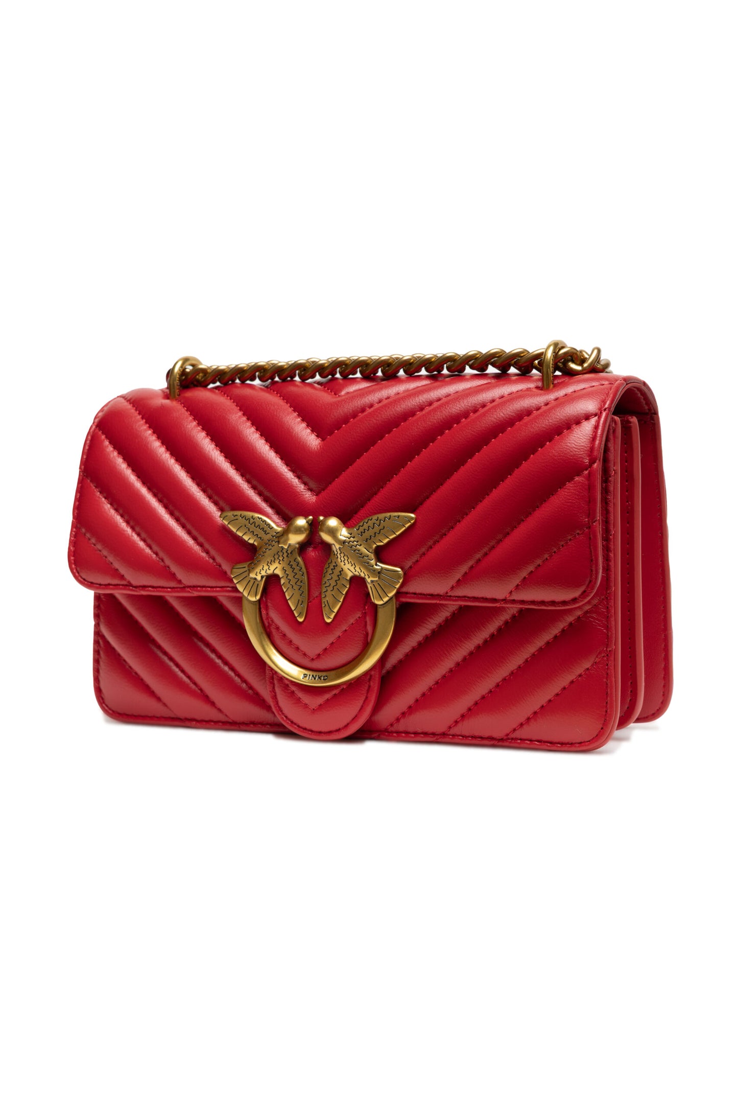 PINKO – Rote Love One Mini-Umhängetasche aus Leder