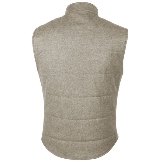 Beigefarbene, ärmellose Wolljacke, Made in Italy