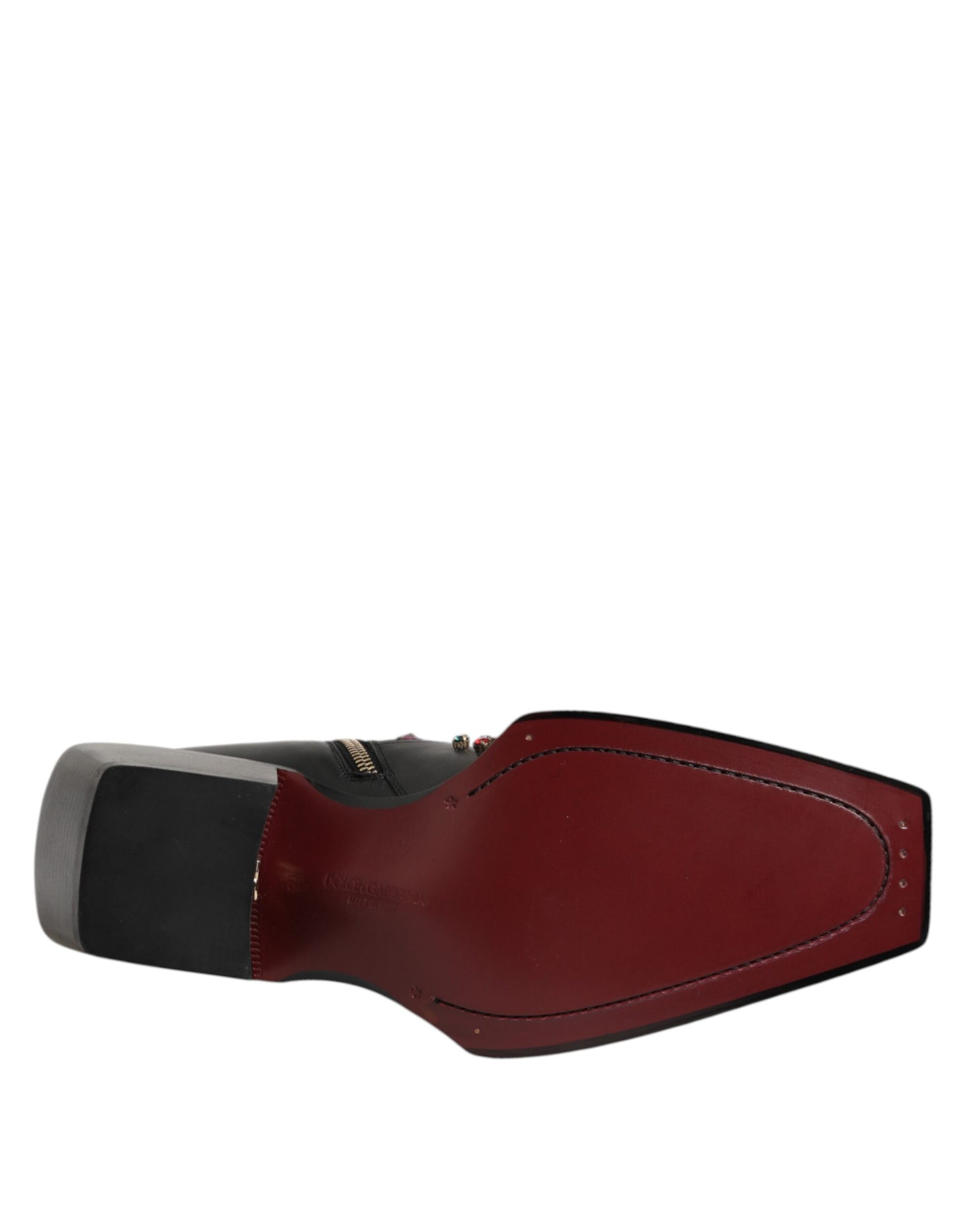 Dolce & Gabbana Schwarze, mit Kristallen verzierte Herren-Kurzstiefel
