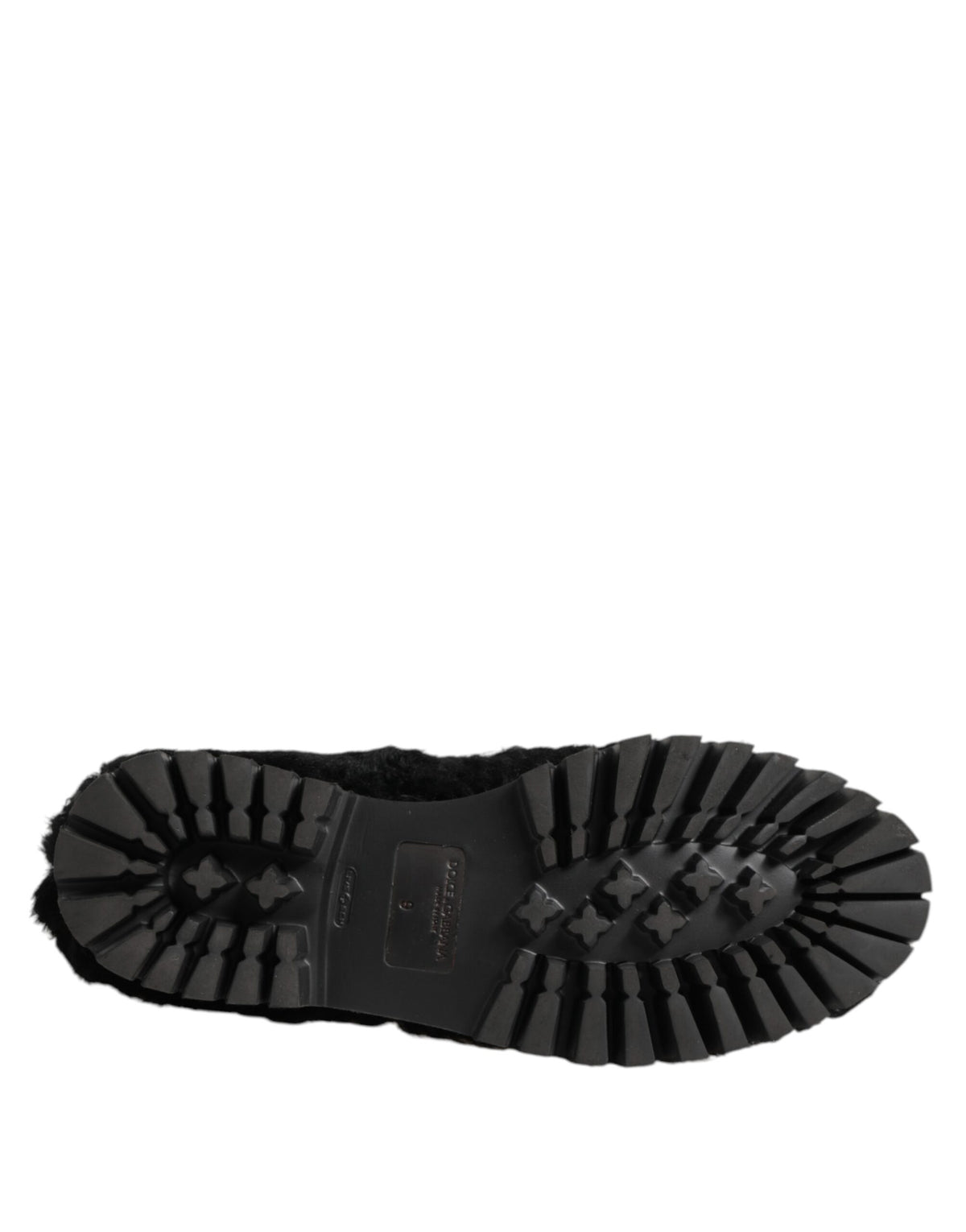 Dolce & Gabbana Kleid Schwarze Pelz-Leder-Slipper Herren Schuhe