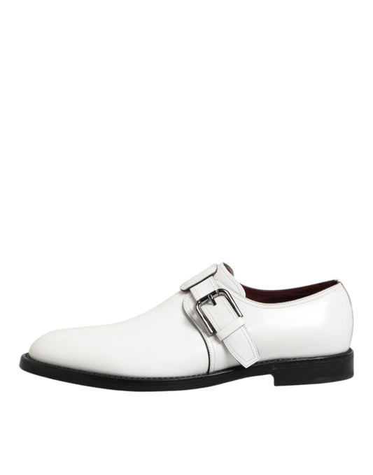 Dolce & Gabbana – Formelle Derby-Schuhe aus weißem Leder mit Monkstrap