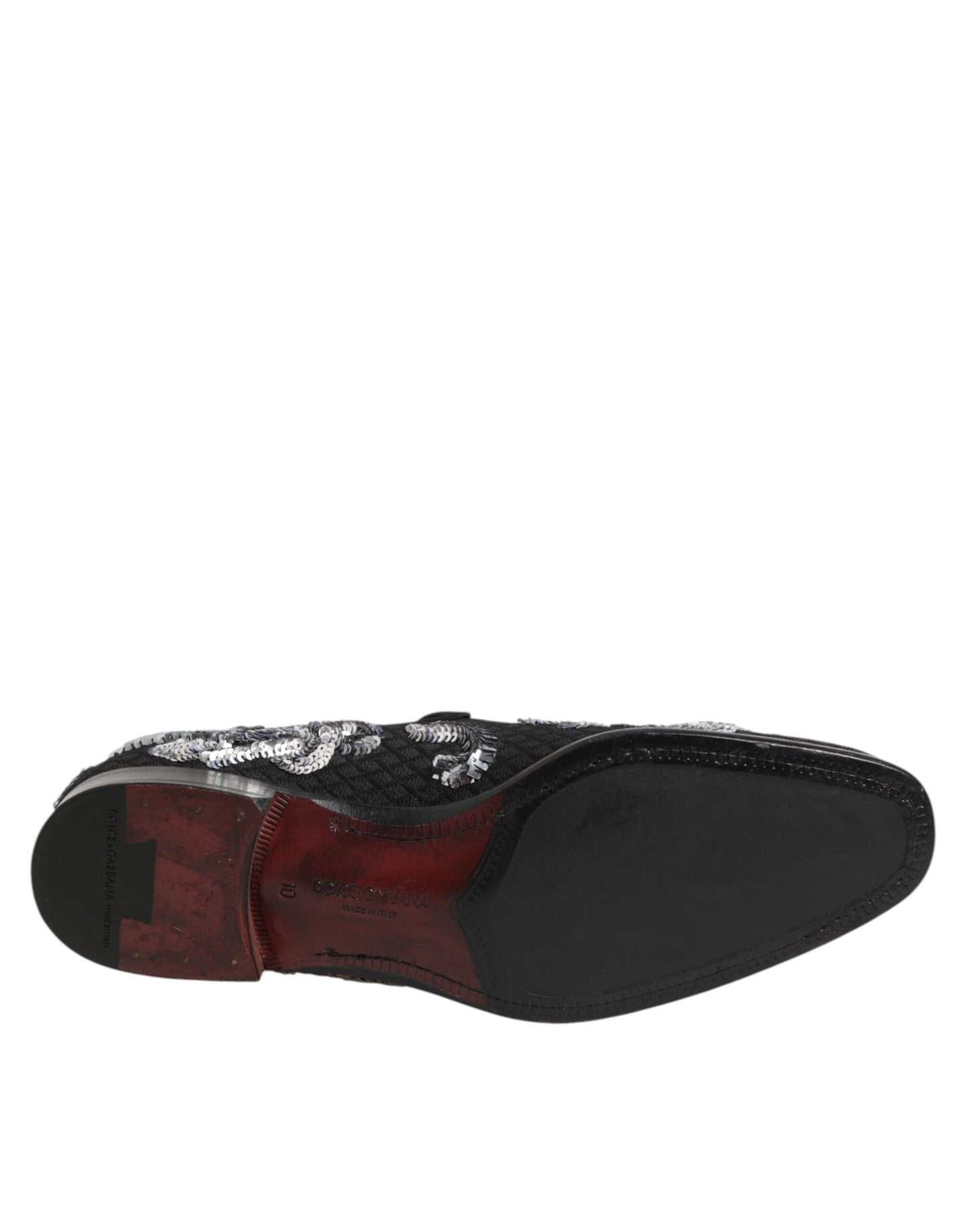 Dolce & Gabbana – Schwarze, silberne Loafer mit Pailletten für Herren
