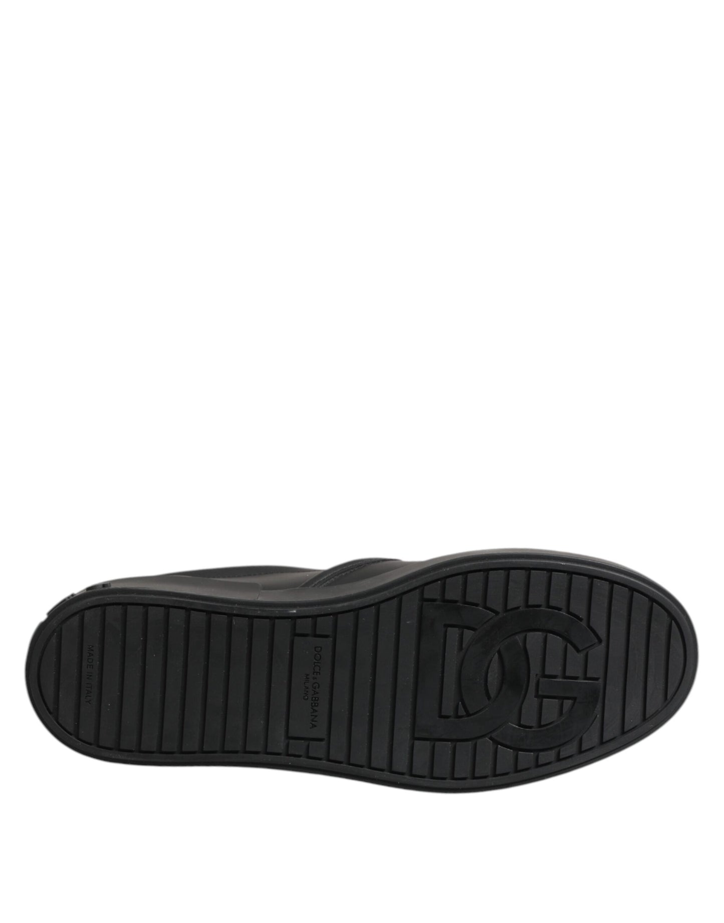 Dolce & Gabbana – Schwarze Slip-On-Sneakers aus Leder mit niedrigem Schaft