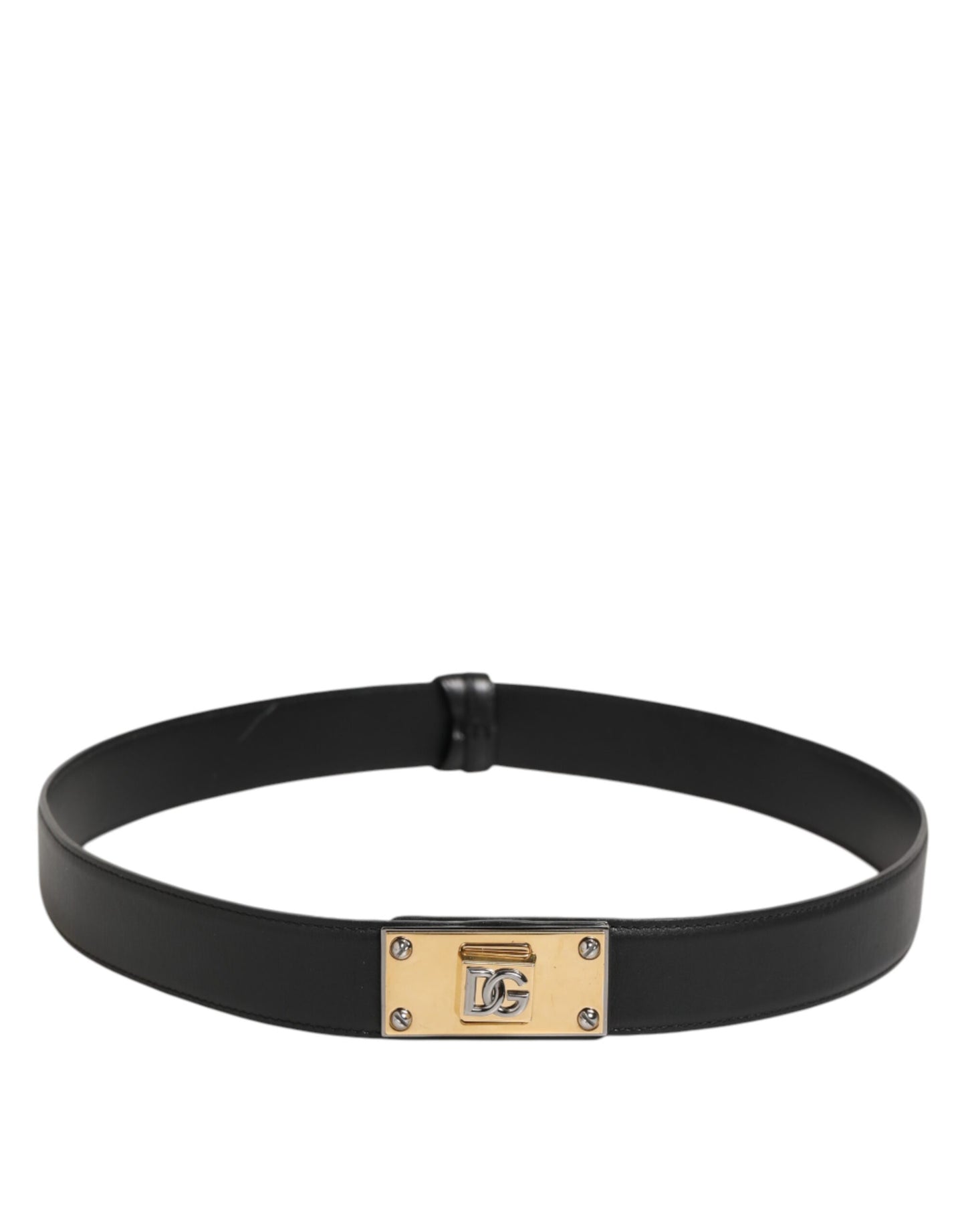 Dolce & Gabbana – Klassischer Gürtel aus schwarzem Leder mit Metall-Logoschnalle