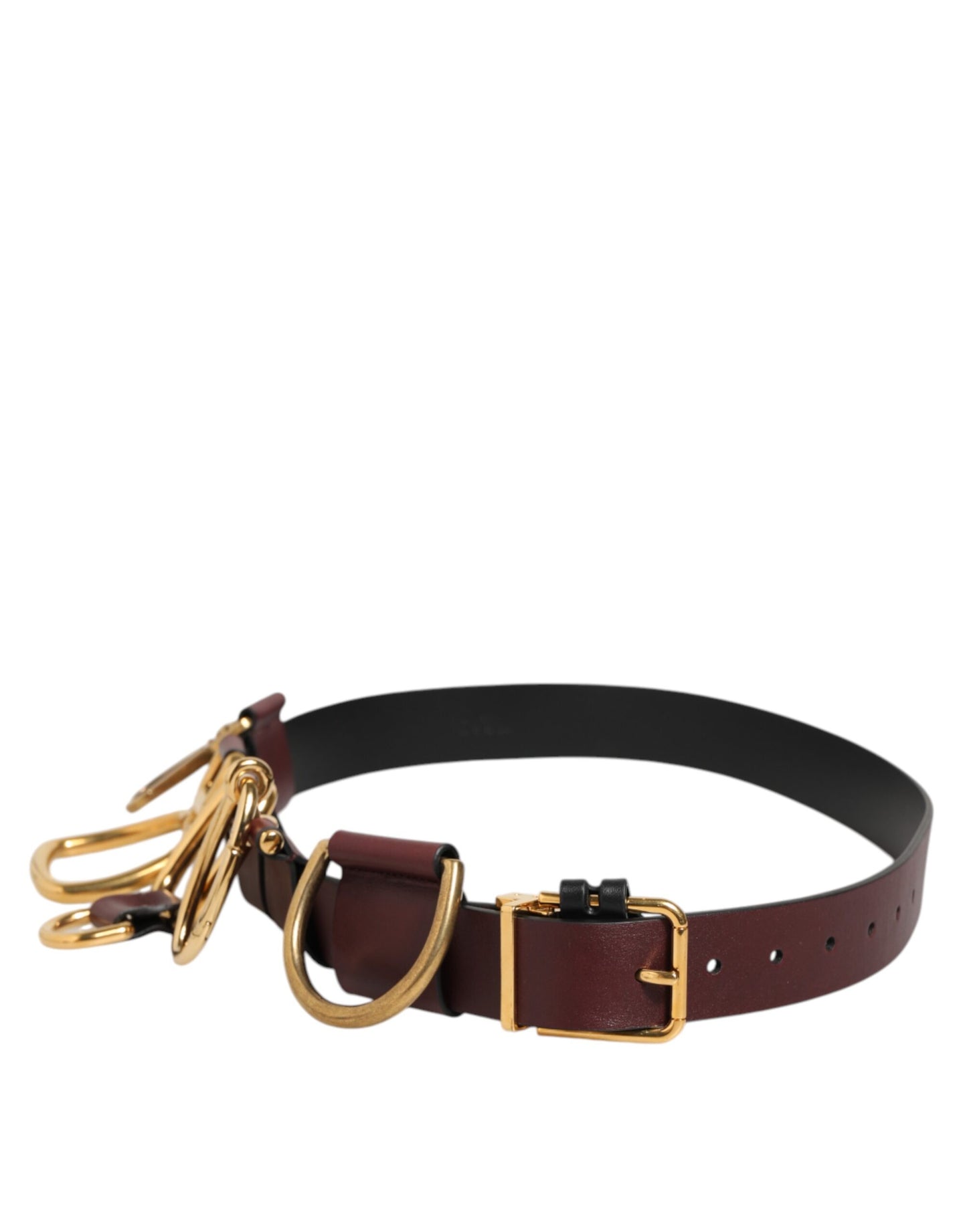 Dolce & Gabbana – Brauner Gürtel mit Schlüsselanhänger und Clipbefestigungen und Schnalle