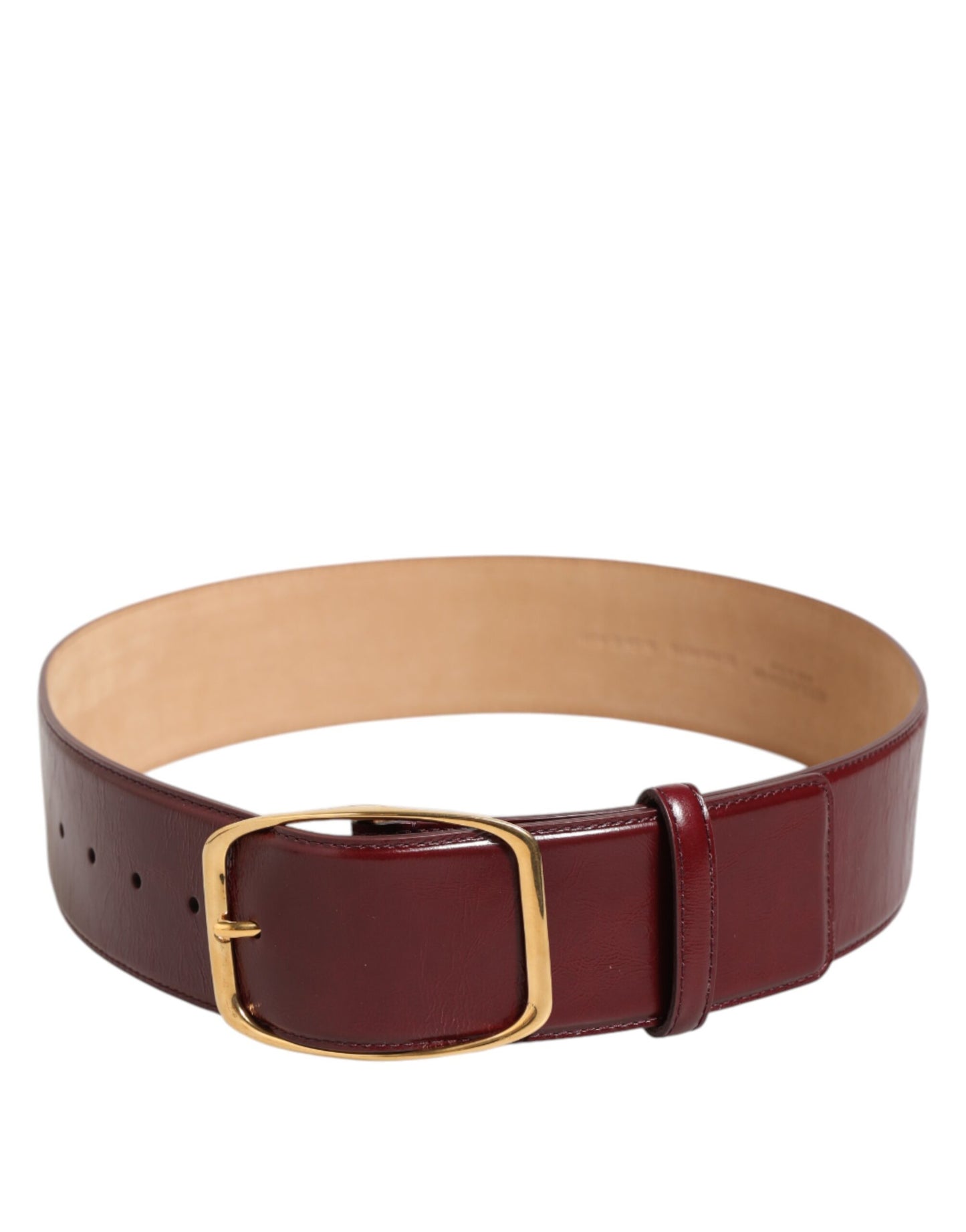 Dolce & Gabbana Burgunder Leder Gold Metallschnalle Damen Gürtel