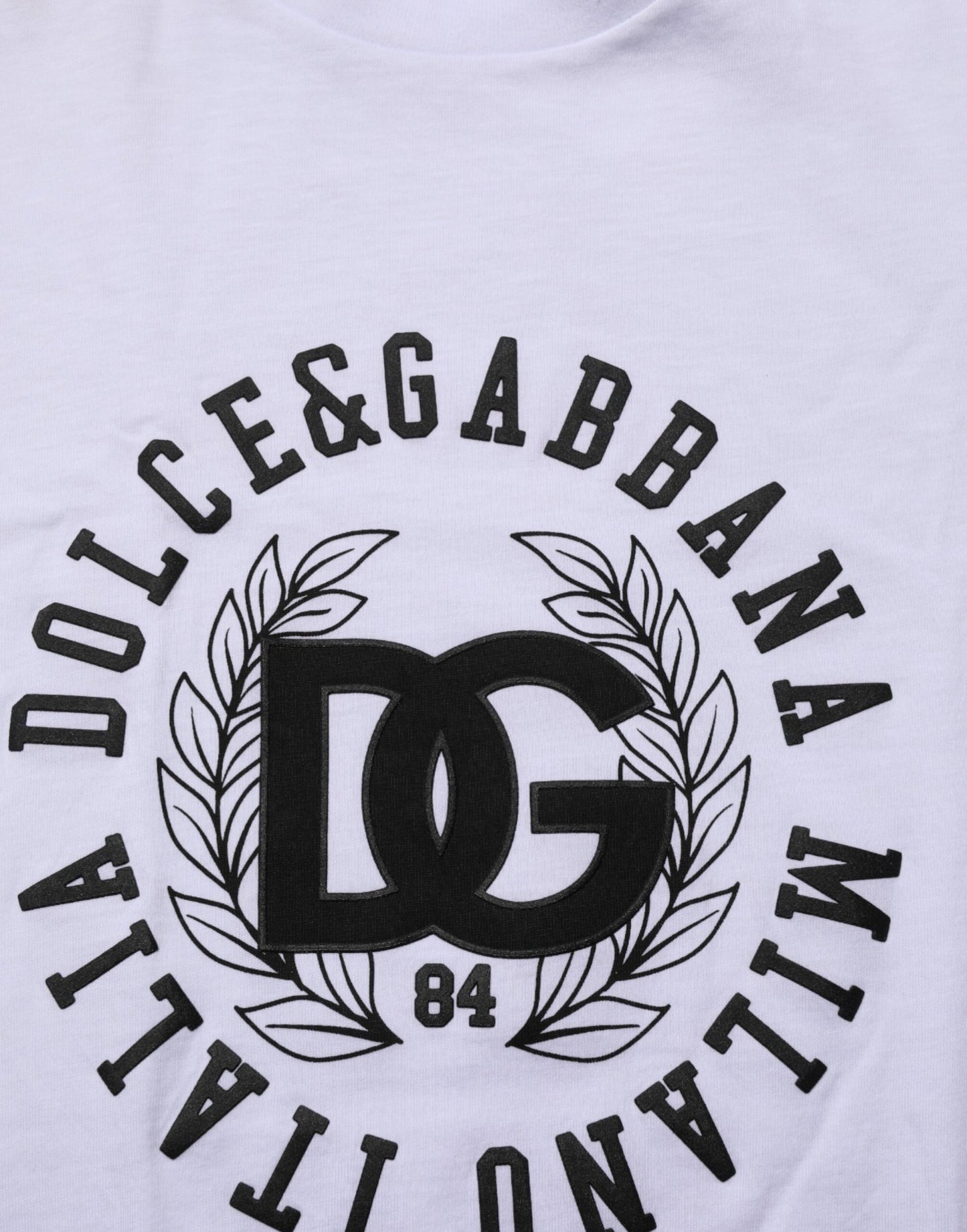 Dolce & Gabbana – Weißes Baumwoll-T-Shirt mit Rundhalsausschnitt und Logo-Print