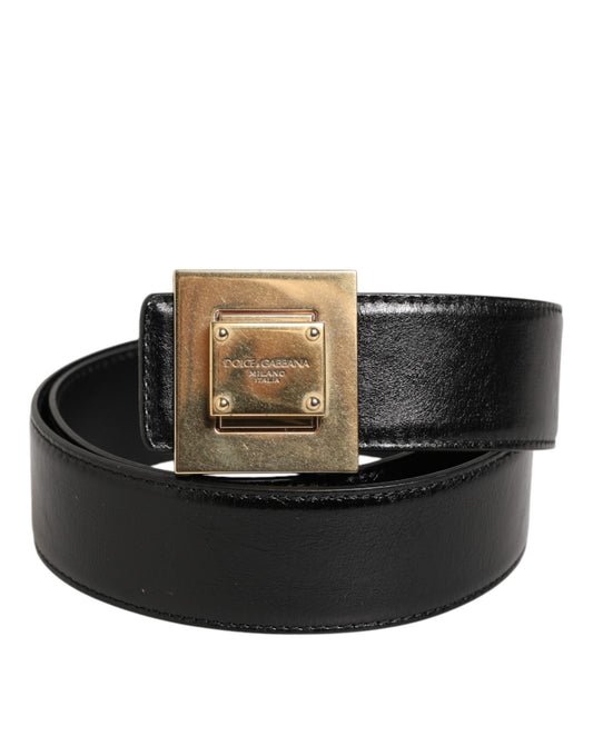 Dolce & Gabbana – Klassischer Gürtel aus schwarzem Leder mit Metall-Logoschnalle