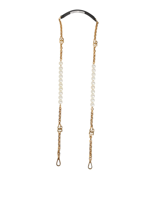 Dolce & Gabbana Schwarzes Leder Gold Kette Tasche Zubehör Schultergurt