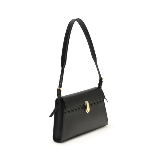 Savette Black Calf Leather Bos Taurus Shoulder Bag