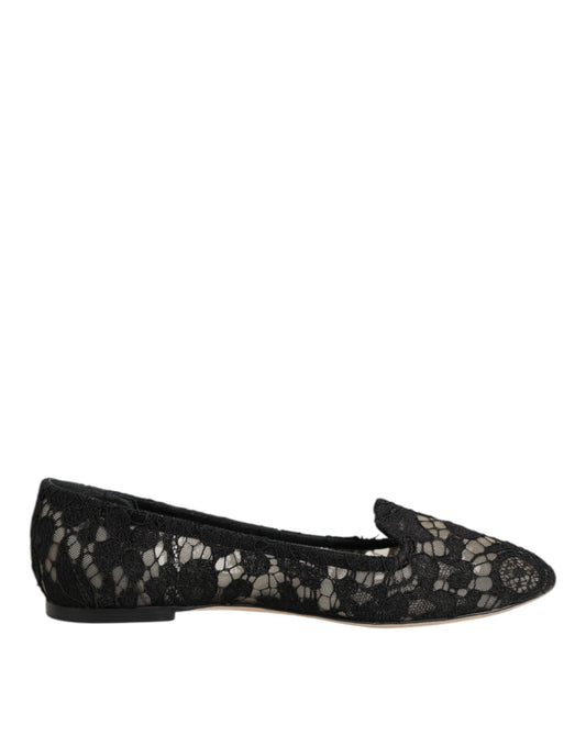 Dolce & Gabbana – Schwarze Taormina-Schlupfschuhe mit Spitze