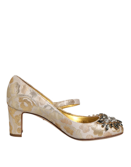 Dolce & Gabbana – Mary Janes-Pumps mit goldenem Jacquard-Kristall
