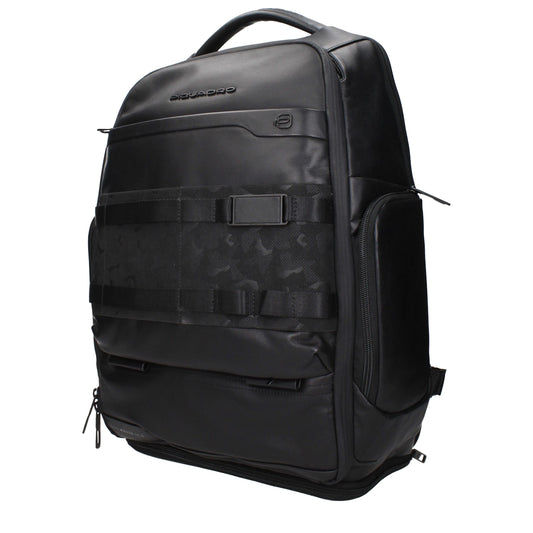 Piquadro Black Leather Backpack