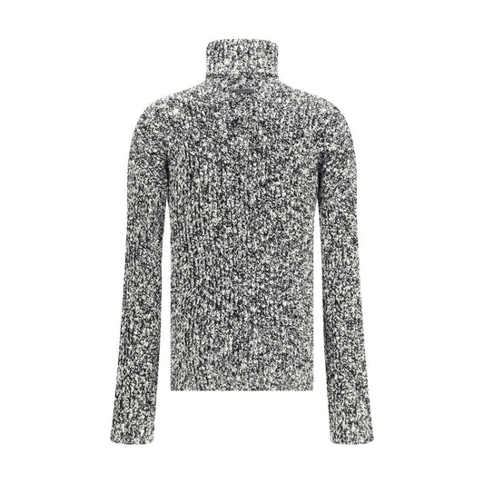 Dolce & Gabbana White Fleece Wool Turtleneck