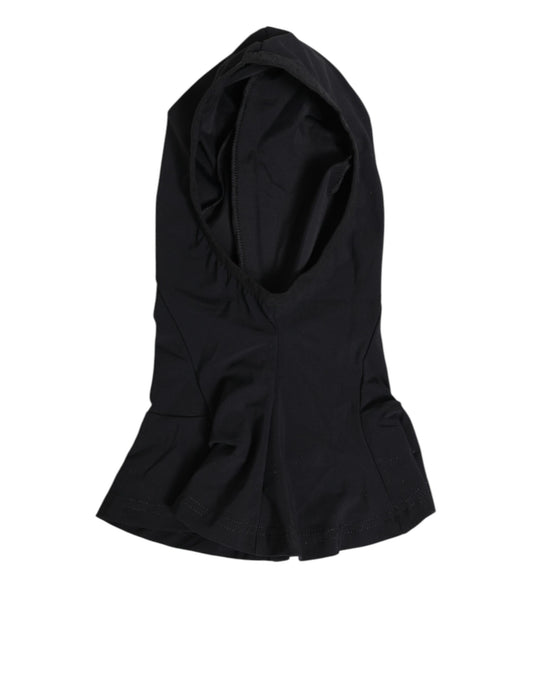 Dolce & Gabbana – Balaclava-Kapuze aus schwarzem Nylon und Elastan, Gesichtsschutzhut