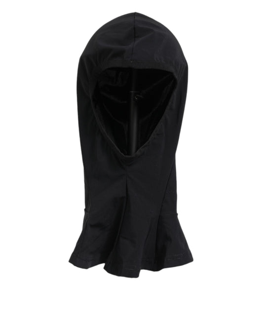 Dolce & Gabbana – Balaclava-Kapuze aus schwarzem Nylon und Elastan, Gesichtsschutzhut