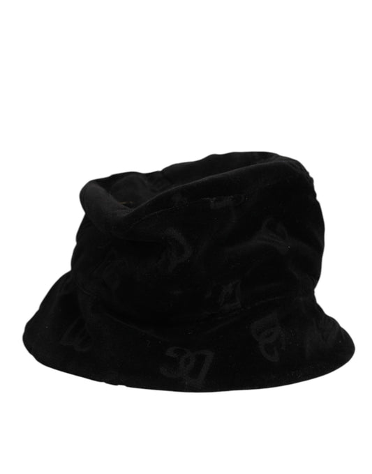 Dolce & Gabbana – Capello-Hut aus schwarzem Baumwoll-Wildleder mit Logo